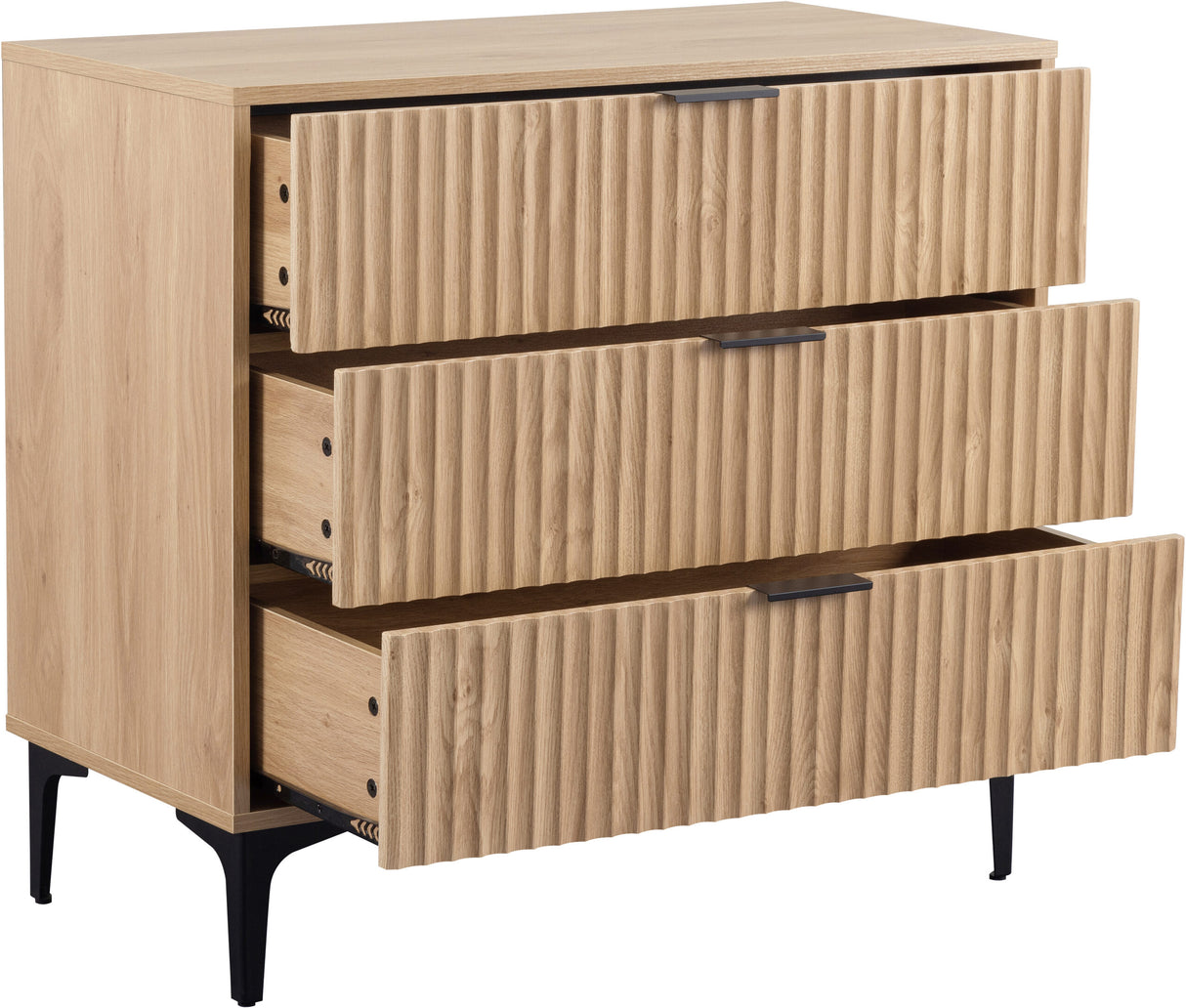 Miami Ridged 3 Drawer Fluted Chest of Drawers