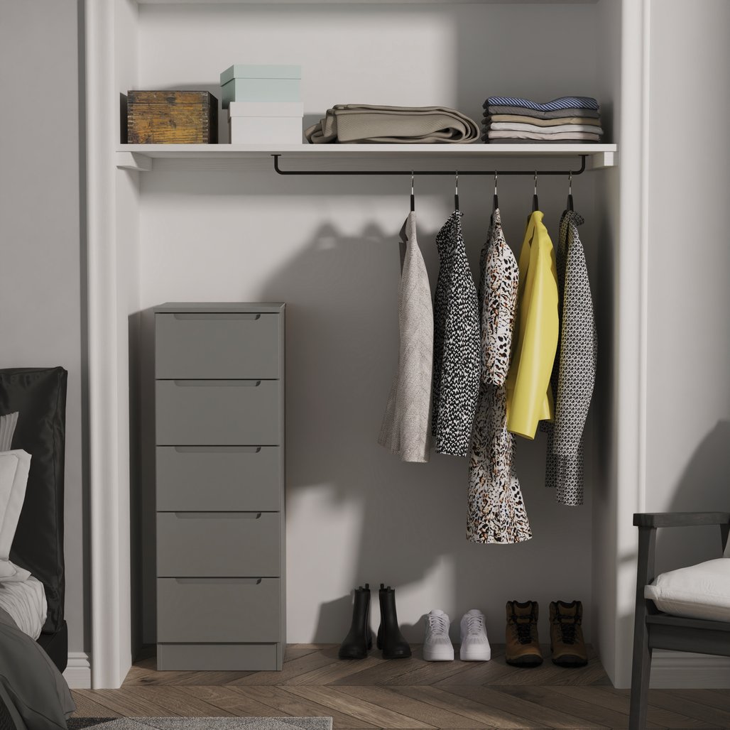 Milan 5 Drawer Bedside Table