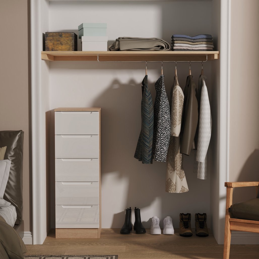 Milan 5 Drawer Bedside Table