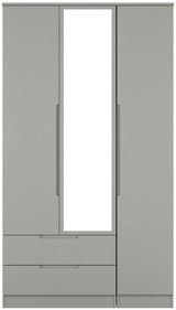 Milan Tall Mirrored 3 Door 2 Drawer Triple Wardrobe