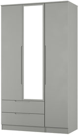 Milan Tall Mirrored 3 Door 2 Drawer Triple Wardrobe