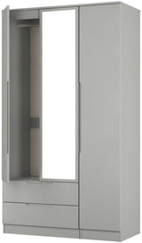 Milan Tall Mirrored 3 Door 2 Drawer Triple Wardrobe