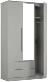 Milan Tall Mirrored 3 Door 2 Drawer Triple Wardrobe