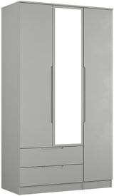 Milan Tall Mirrored 3 Door 2 Drawer Triple Wardrobe