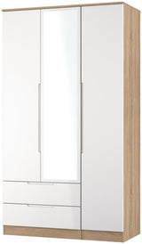 Milan Tall Mirrored 3 Door 2 Drawer Triple Wardrobe