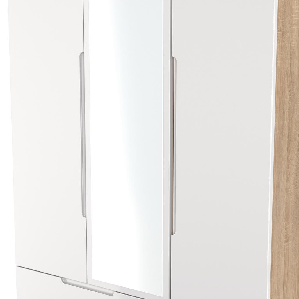 Milan Tall Mirrored 3 Door 2 Drawer Triple Wardrobe