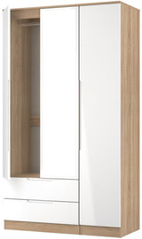 Milan Tall Mirrored 3 Door 2 Drawer Triple Wardrobe