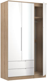 Milan Tall Mirrored 3 Door 2 Drawer Triple Wardrobe