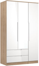 Milan Tall Mirrored 3 Door 2 Drawer Triple Wardrobe