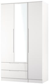 Milan Tall Mirrored 3 Door 2 Drawer Triple Wardrobe