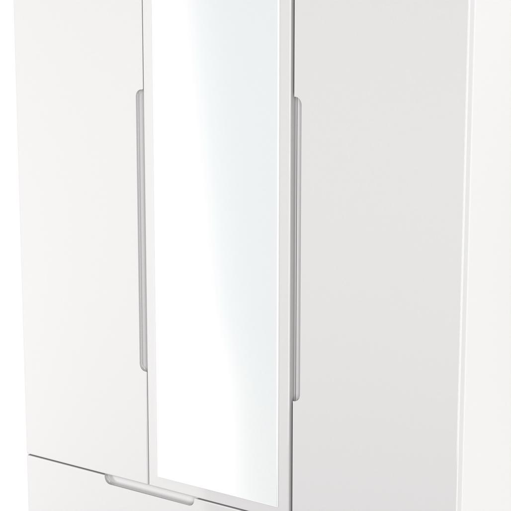 Milan Tall Mirrored 3 Door 2 Drawer Triple Wardrobe