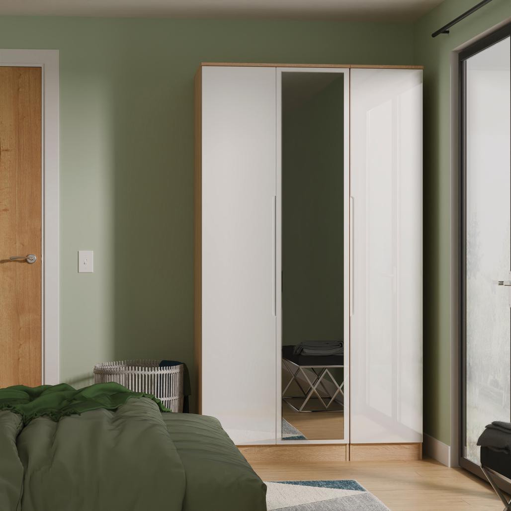 Milan Tall Mirrored 3 Door Triple Wardrobe