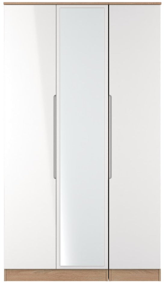 Milan Tall Mirrored 3 Door Triple Wardrobe