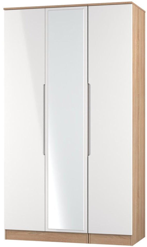 Milan Tall Mirrored 3 Door Triple Wardrobe