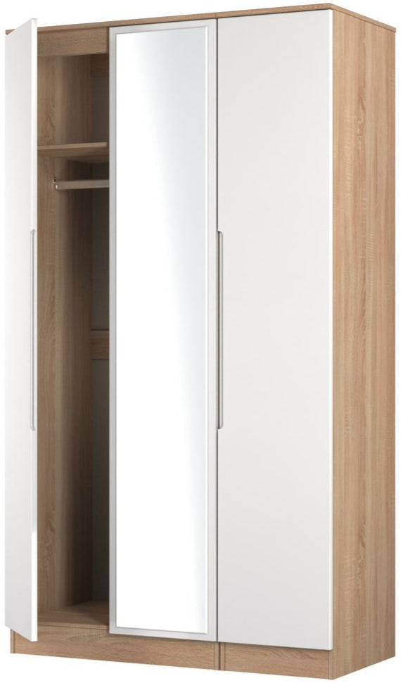 Milan Tall Mirrored 3 Door Triple Wardrobe