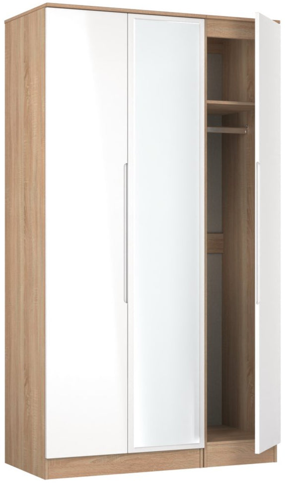 Milan Tall Mirrored 3 Door Triple Wardrobe