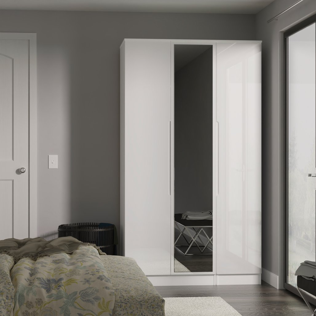 Milan Tall Mirrored 3 Door Triple Wardrobe