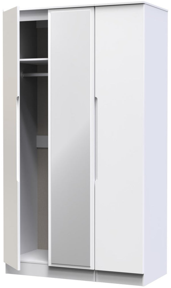 Milan Tall Mirrored 3 Door Triple Wardrobe