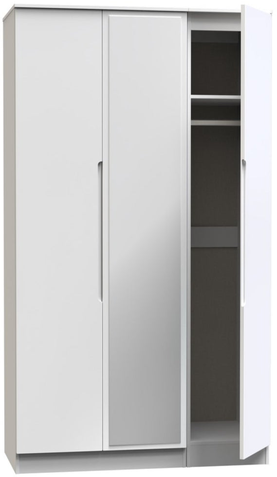 Milan Tall Mirrored 3 Door Triple Wardrobe