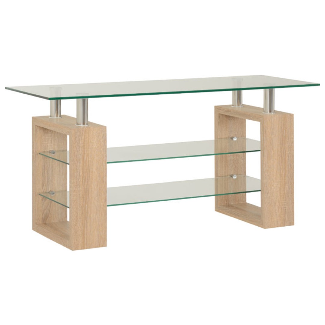 Milan Light Oak Glass Top TV Unit