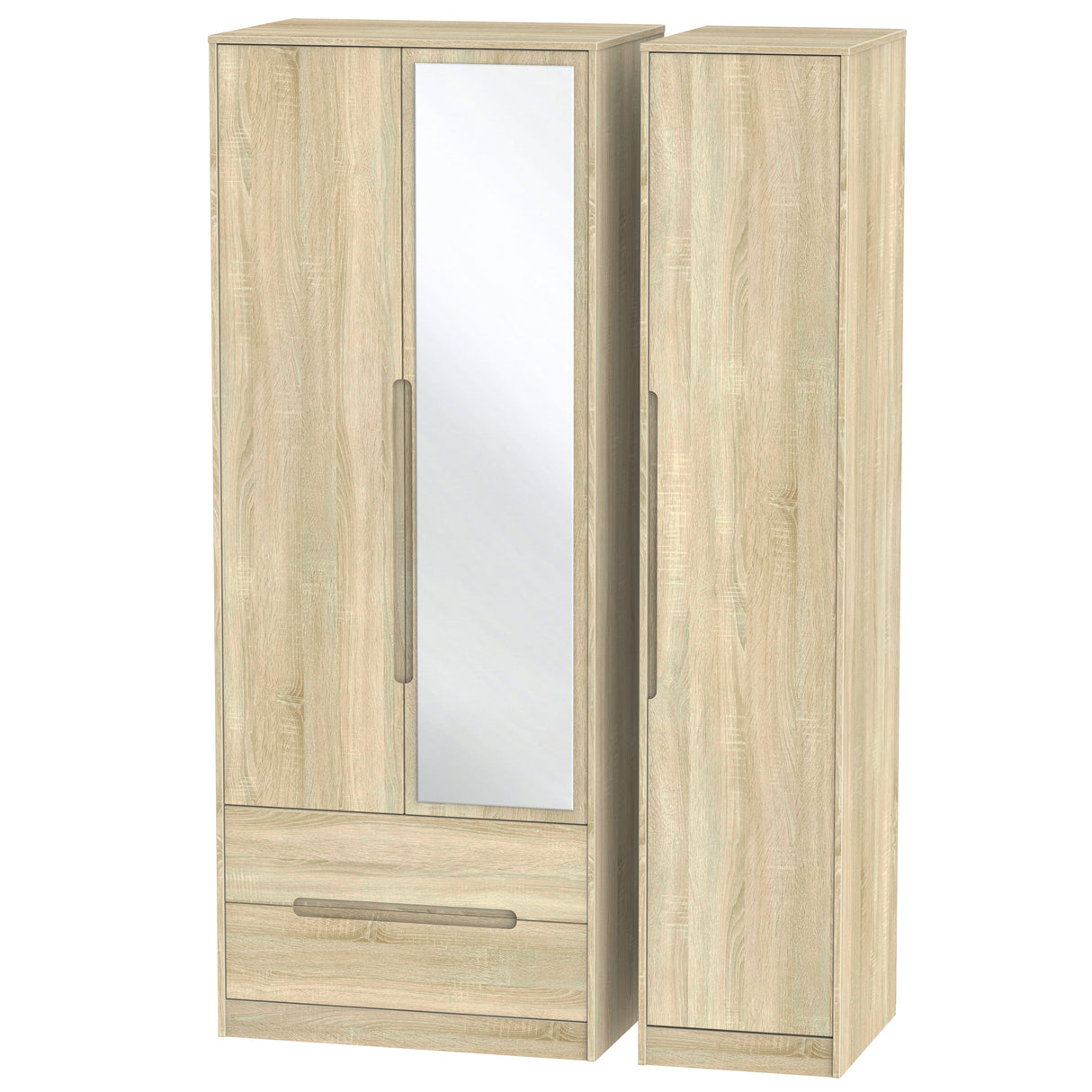 Monaco Triple Wardrobe (2 Door 2 Drawer Mirrored and 1 Door)