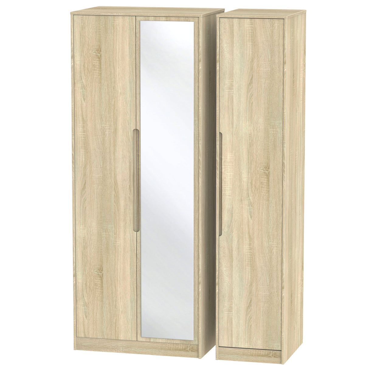 Monaco Bardolino Triple Wardrobe (2 Door Mirrored and 1 Door)