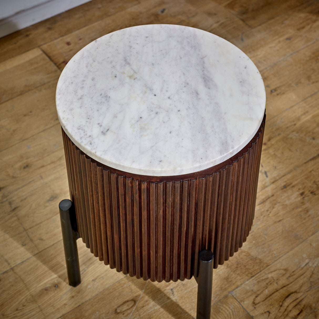 Opal Marble and Mango Wood Side Table