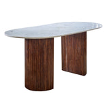 Opal Natural Marble and Mango Wood Dining Table