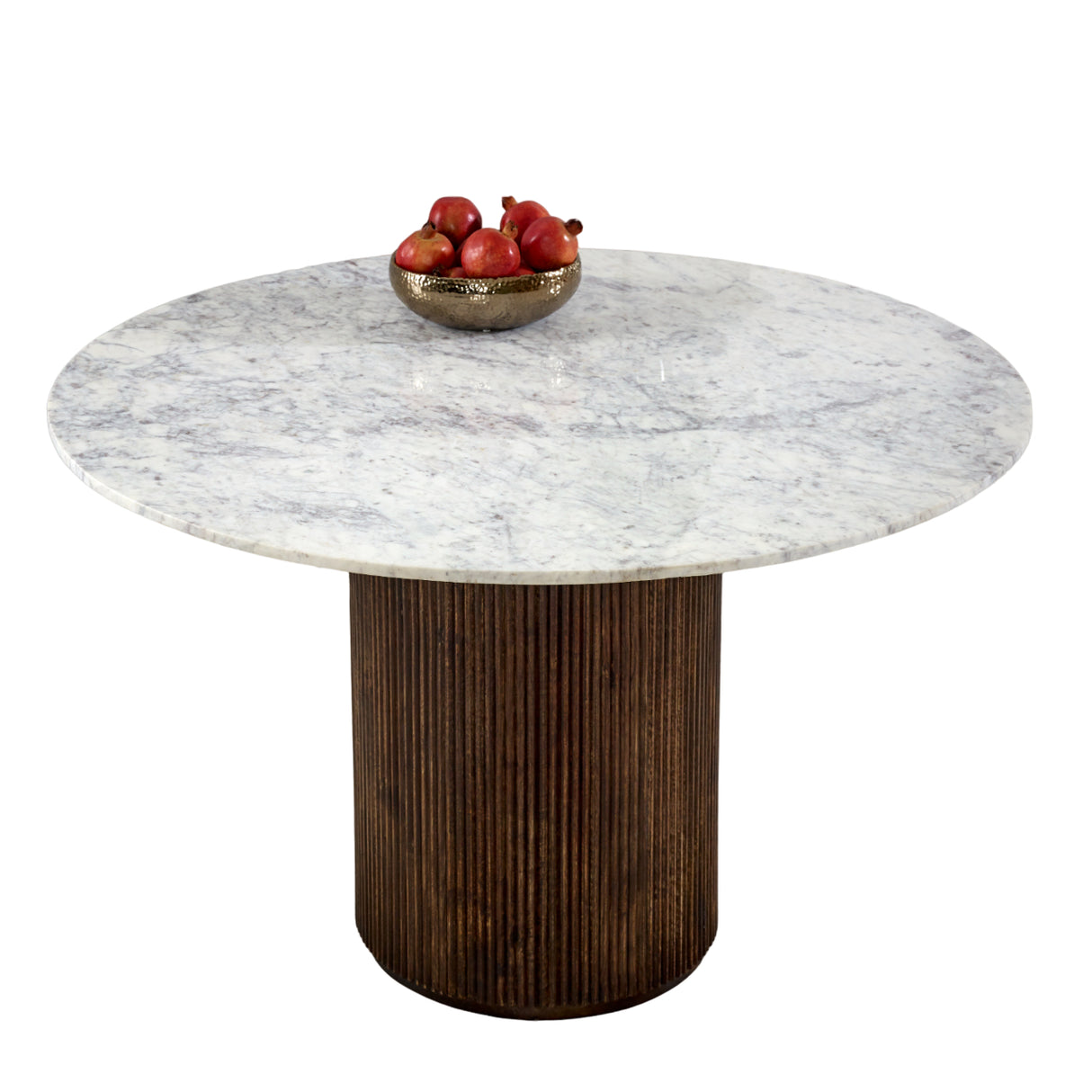 Opal Natural Marble and Mango Wood Round Dining Table