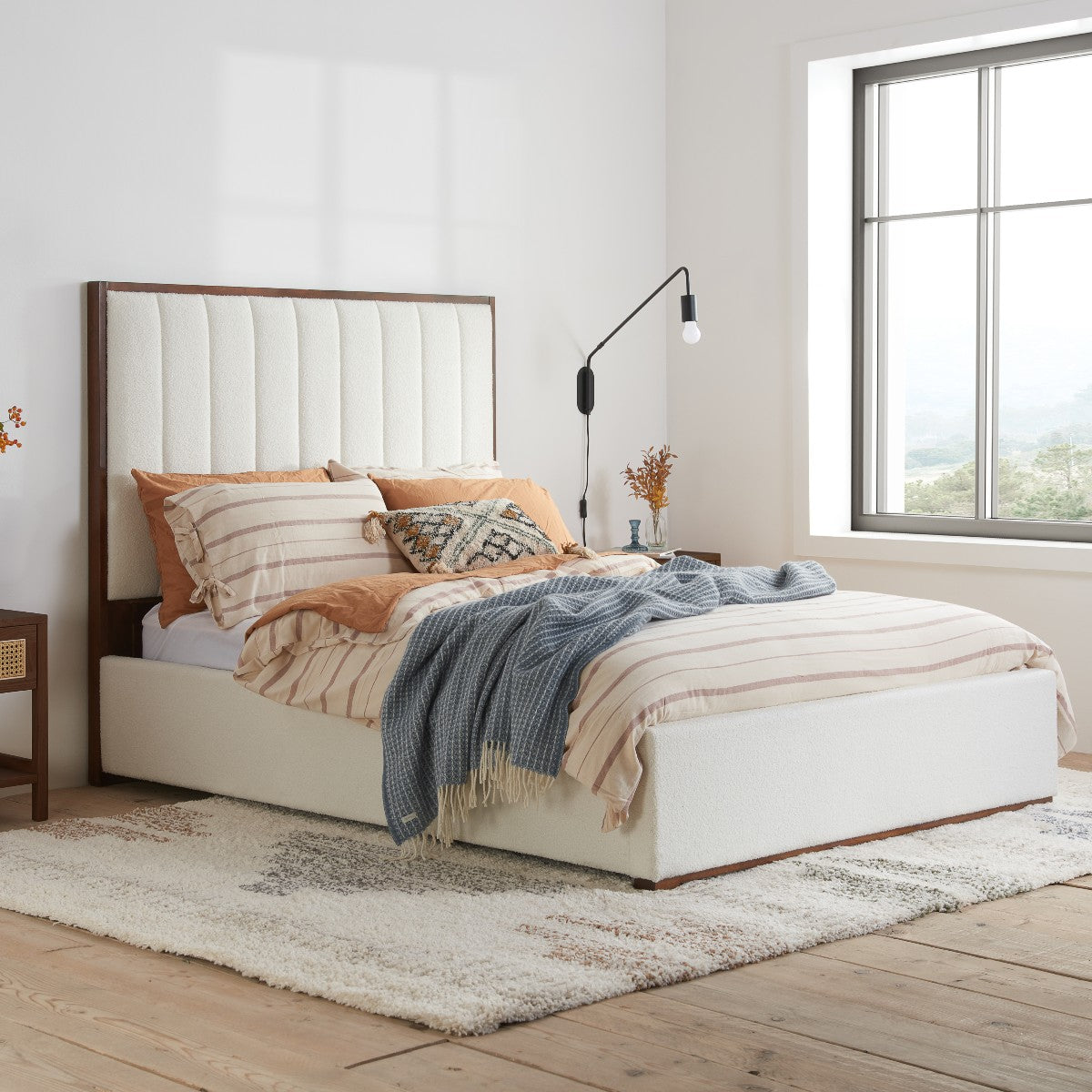 Madeline White Boucle Bed Frame