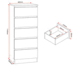 Malvern 5 Drawer Narrow Tallboy Chest of Drawers