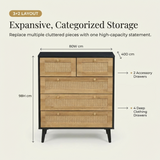 Manila Rattan 3+2 Drawer Chest of Drawers