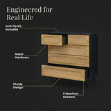 Manila Rattan 3+2 Drawer Chest of Drawers
