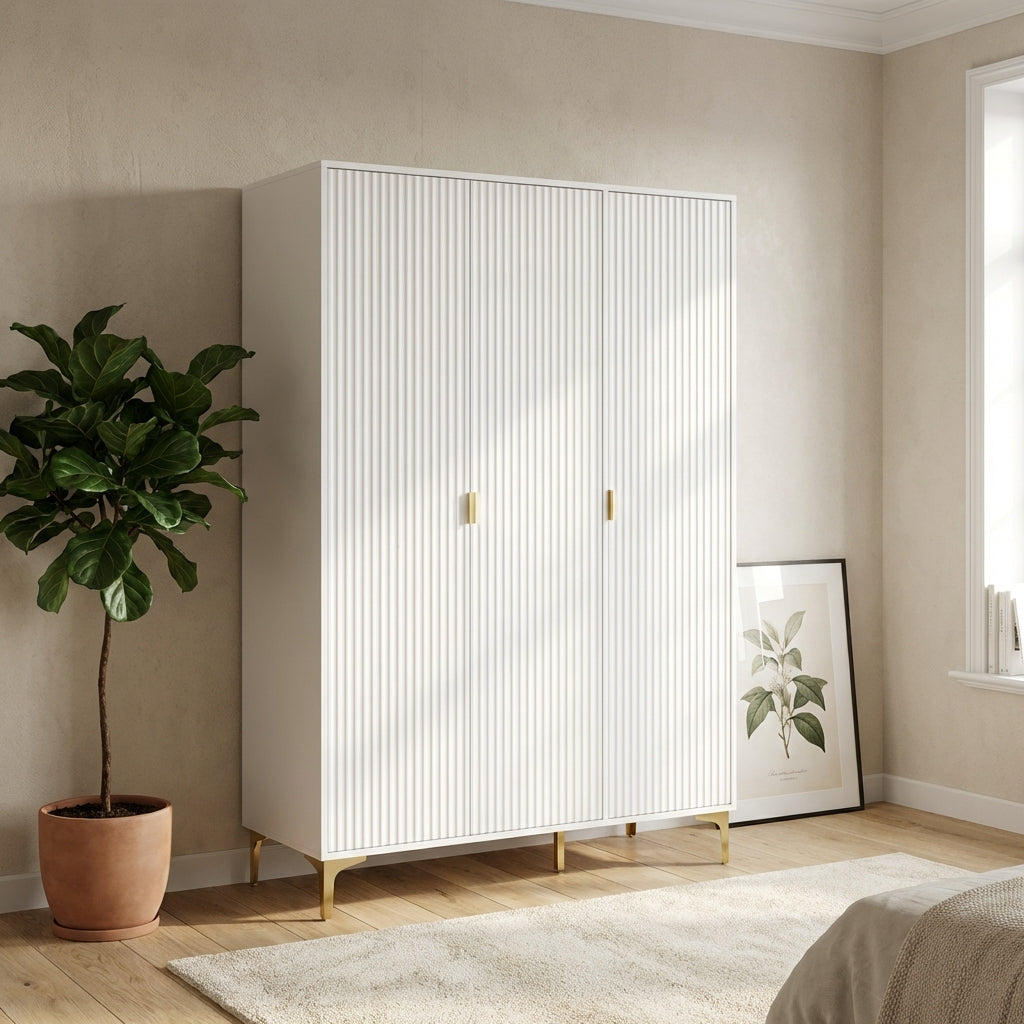 Miami Ridged 3 Door Fluted Triple Wardrobe