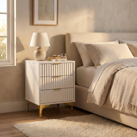 Miami Ridged 3 Drawer Fluted Bedside Table