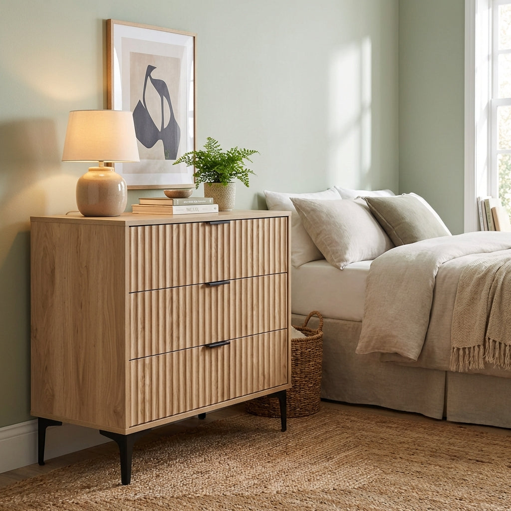 Miami Ridged 3 Drawer Fluted Chest of Drawers