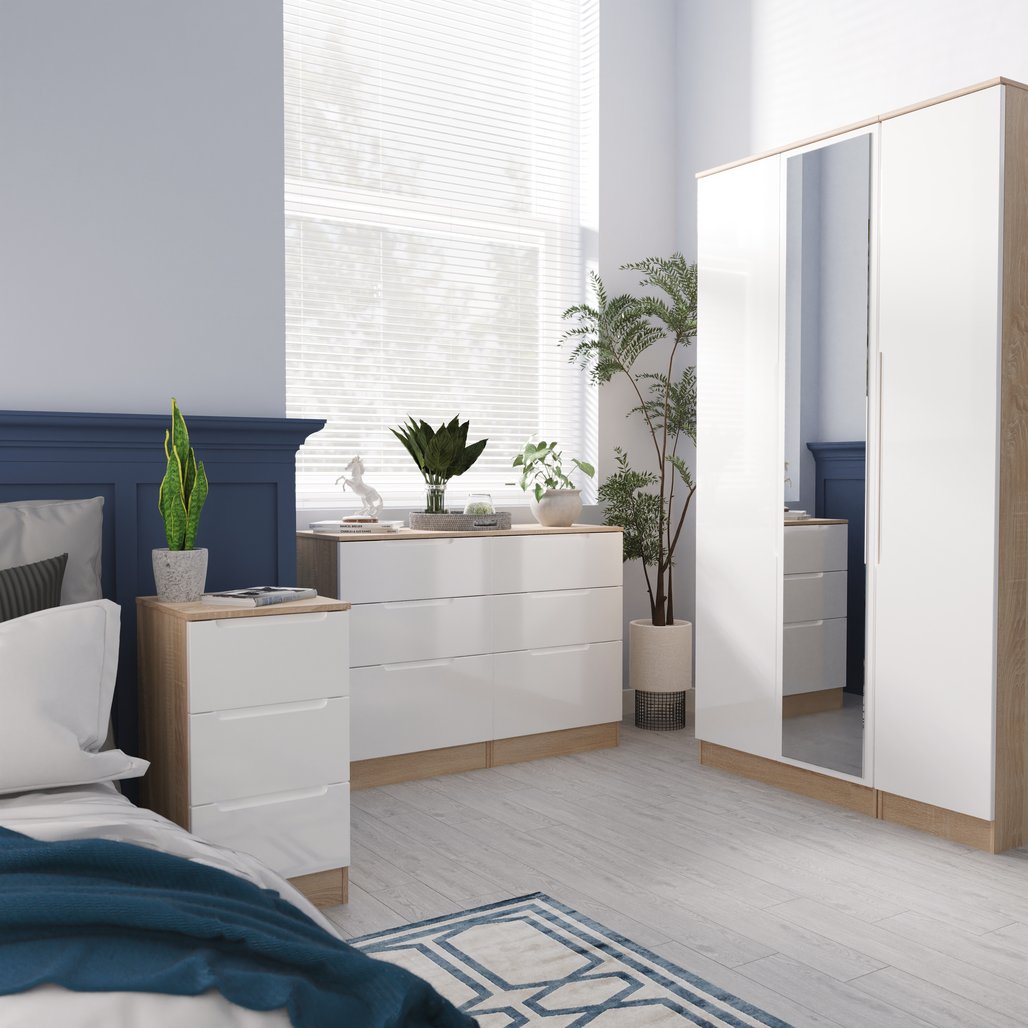 Milan 3 Drawer Bedside Table