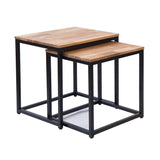 Mirelle Solid Oak Industrial Nest of Tables