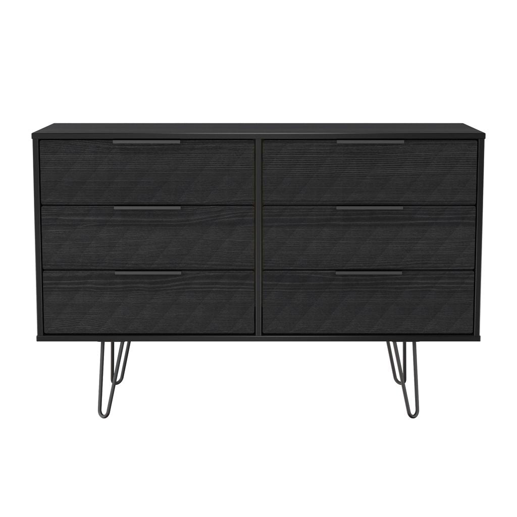 Harlequin 6 Drawer Chest with Black Hairpin Legs