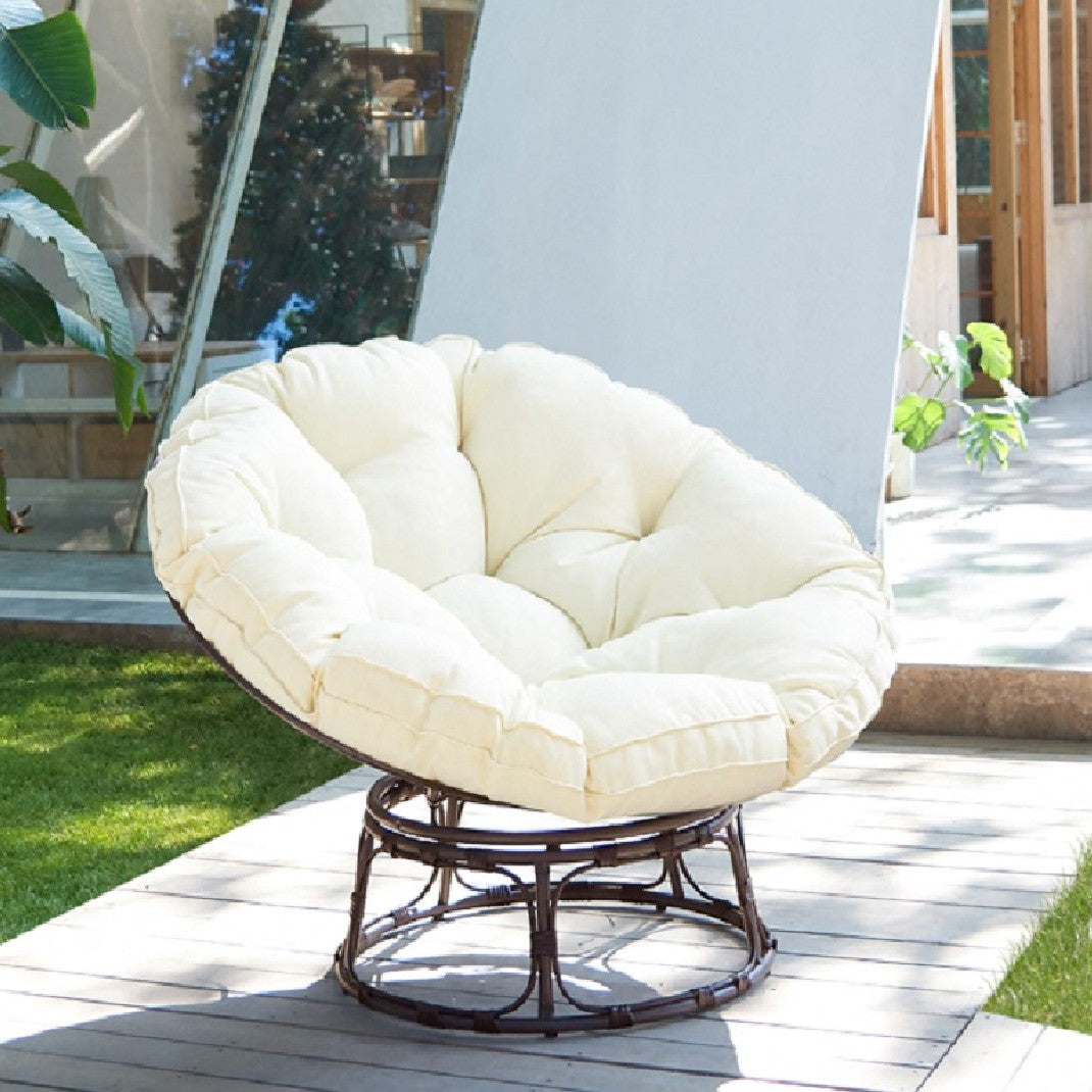 Monica Garden Swivel Chair with Grey Cushions