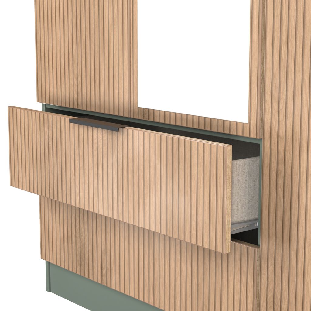 Java Tall Mirrored 2 Drawer 3 Door Triple Wardrobe