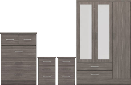 Nevada 3 Door Wardrobe 4 Piece Bedroom Set