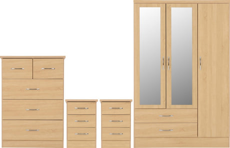 Nevada 3 Door Wardrobe 4 Piece Bedroom Set