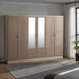 Nevada 6 Door 2 Drawer Mirrored Wardrobe
