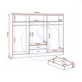 Nevada 6 Door 2 Drawer Mirrored Wardrobe