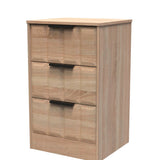 New York 3 Drawer Bedside Table with Black Handles