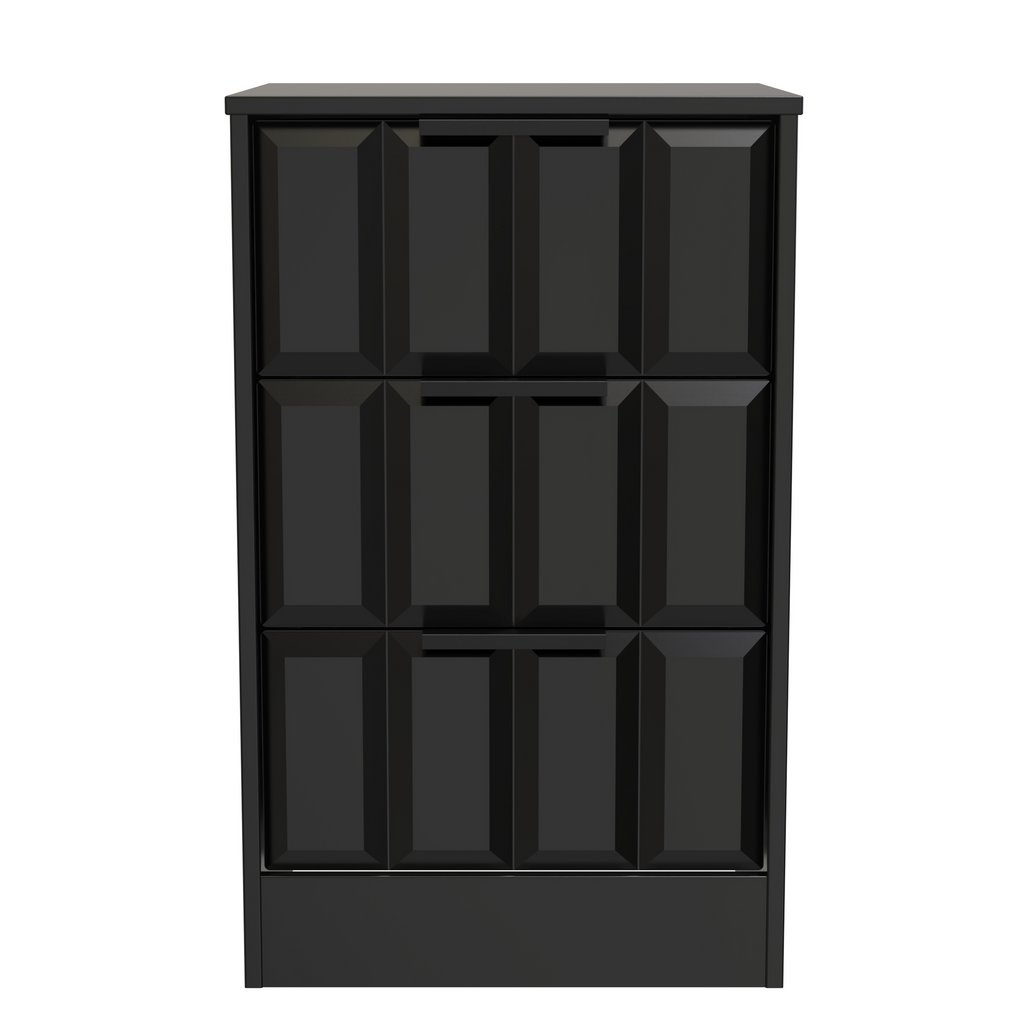 New York 3 Drawer Bedside Table with Black Handles
