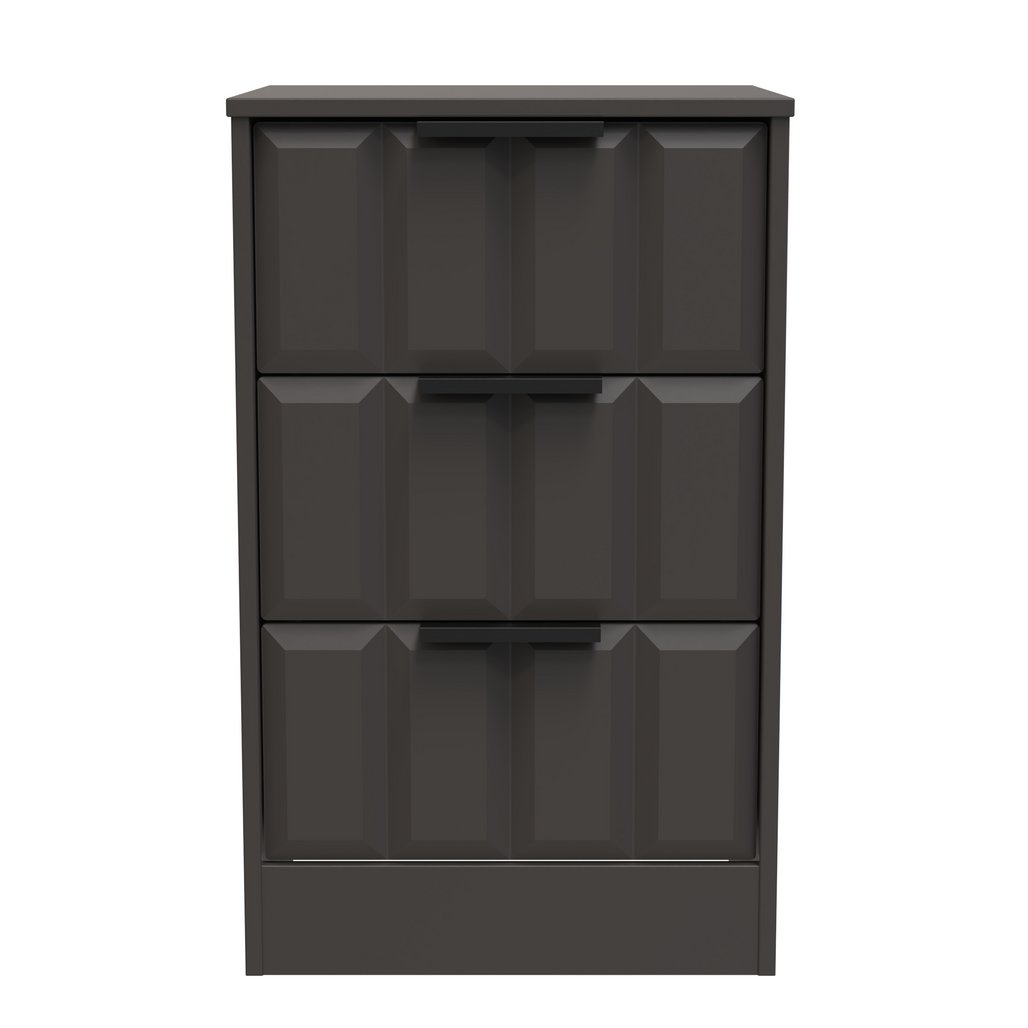 New York 3 Drawer Bedside Table with Black Handles