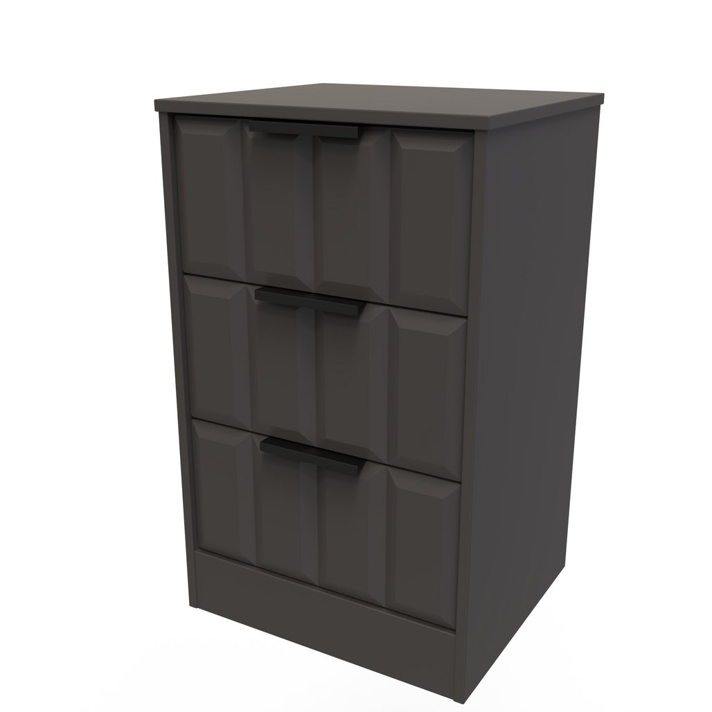 New York 3 Drawer Bedside Table with Black Handles