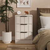 New York 3 Drawer Bedside Table with Black Handles